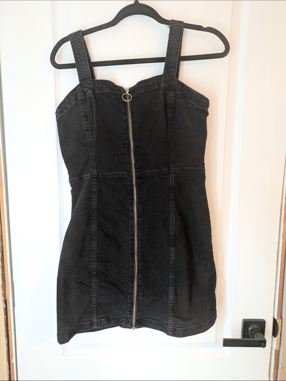 Divided Black Zip-Front Denim Mini Dress